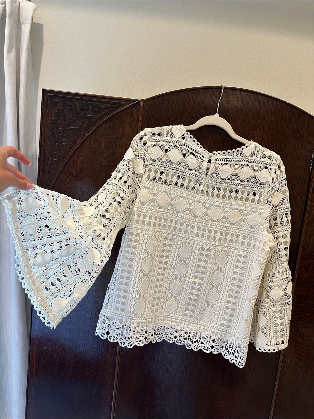 Ellison Ivory Crochet Bell-Sleeve Top - Picture 3 of 3